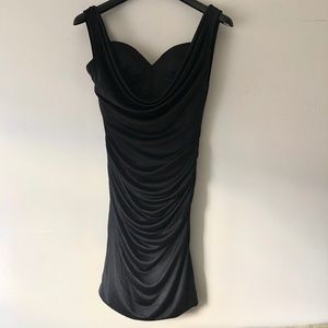 BCBGMaxAzria Black Satin Dress